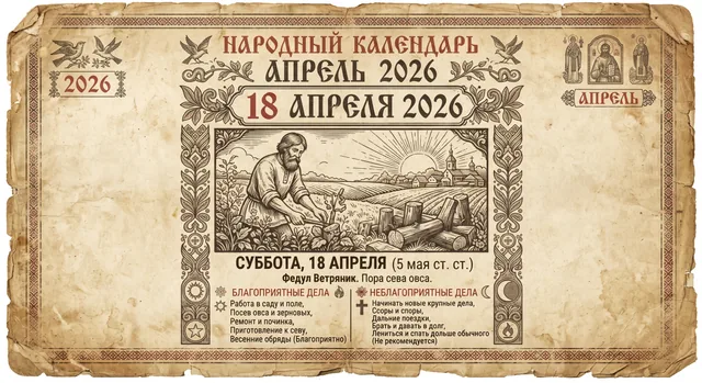 Пример результата: Генерация ретро-календаря на 18 апреля 2026 (Nano Banana Pro)