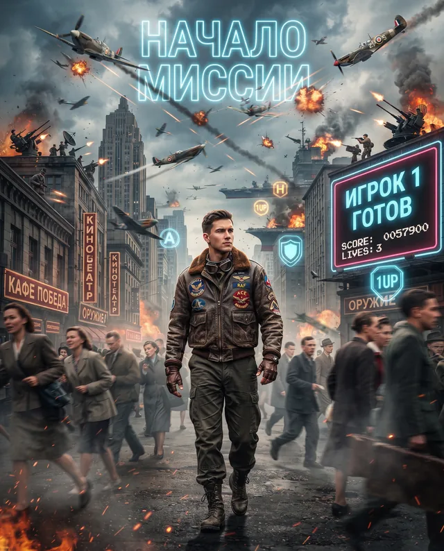 Пример результата: Город аркадных воздушных боев 1942 (Nano Banana Pro)