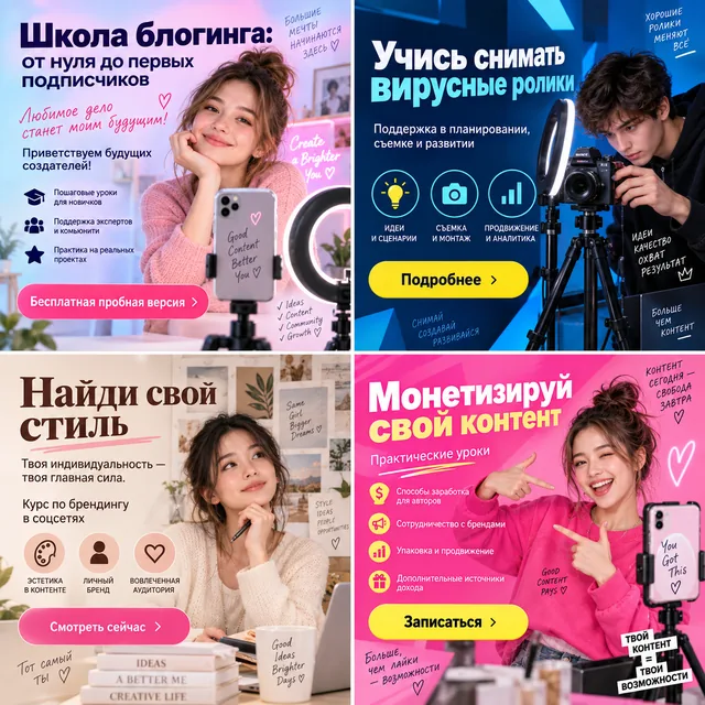 Пример результата: Сетка из 4 промобаннеров 2×2 (GPT Image 2)