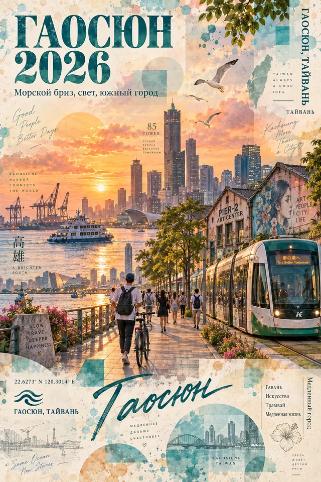 Пример результата: Акварельный коллаж-постер Гаосюна (GPT Image 2)