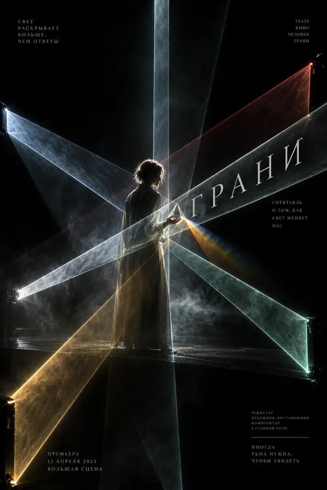 Пример результата: Объемный лазерный постер в черном поле (GPT Image 2)