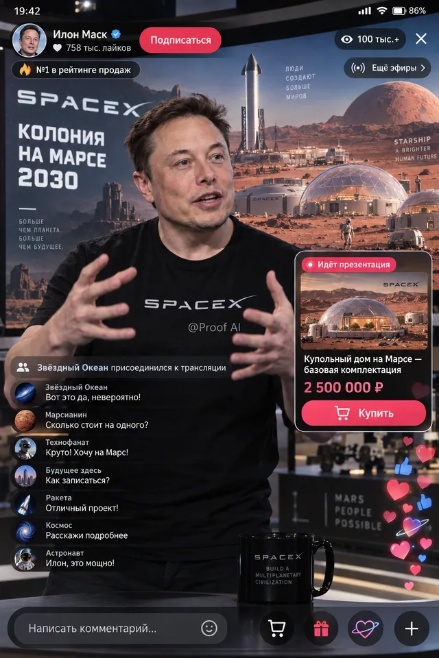 Пример результата: Макет интерфейса мобильного стрима продаж (GPT Image 2)