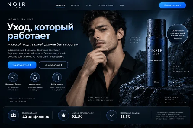 Пример результата: Макет лендинга для бренда мужской косметики (GPT Image 2)