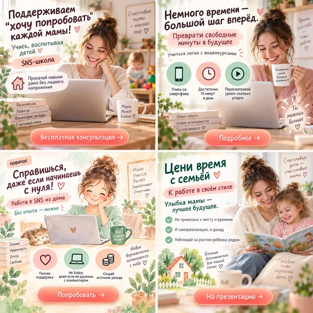 Пример результата: Сетка рекламных баннеров в иллюстративном стиле (GPT Image 2)
