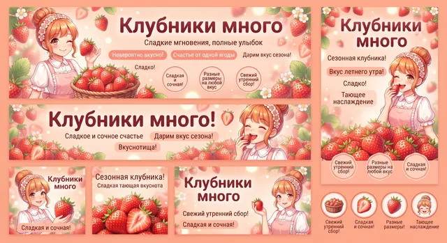 Пример результата: Рекламный баннер для клубники в аниме-стиле (Nano Banana Pro)