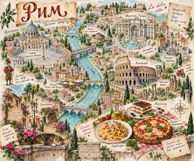 Пример результата: Акварельная иллюстрированная карта города (GPT Image 2)
