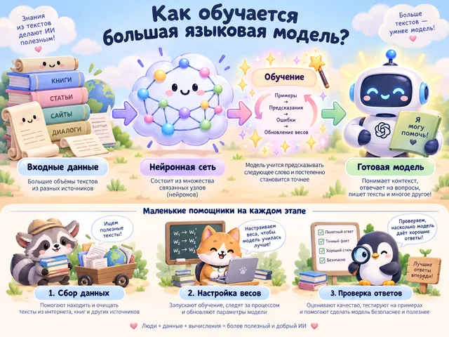 Пример результата: Милая инфографика обучения большой языковой модели (GPT Image 2)
