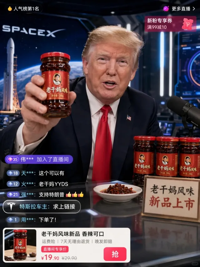 Пример результата: Трамп продаёт соус в прямой эфире