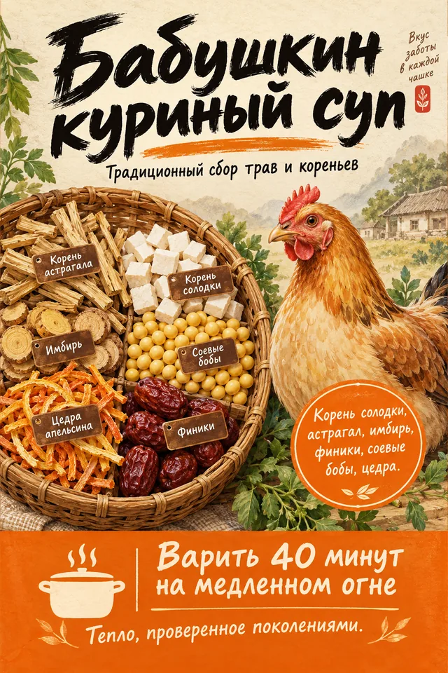 Пример результата: Этикетка упаковки для травяного супа (GPT Image 2)