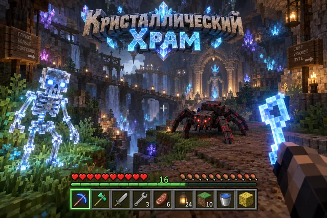 Пример результата: Скриншот игрового интерфейса воксельной игры (GPT Image 2)