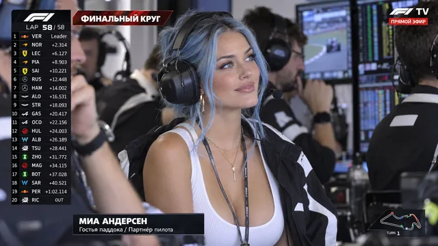 Пример результата: Скриншот трансляции F1 с девушкой пилота (GPT Image 2)