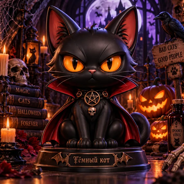 Пример результата: Коллекционная 3D-фигурка кота к Хэллоуину (GPT Image 2)