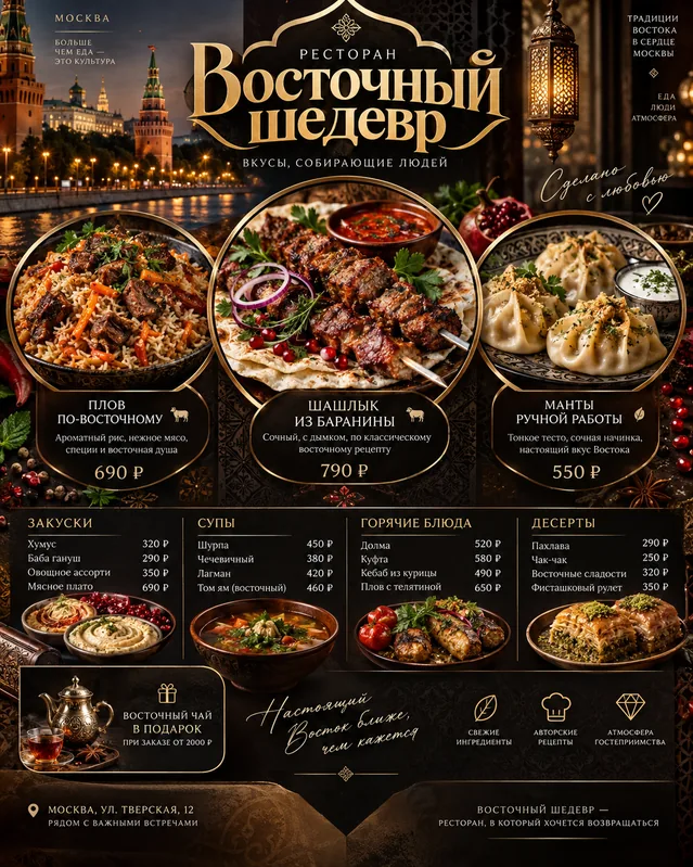 Пример результата: Дизайн премиальных постеров меню ресторана (GPT Image 2)