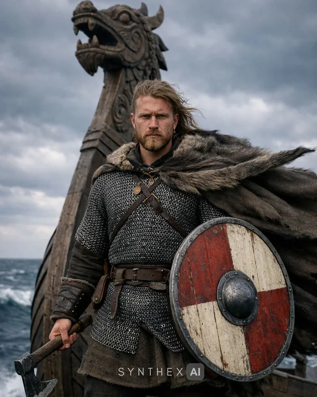 Пример результата: Реалистичный портрет воина-викинга