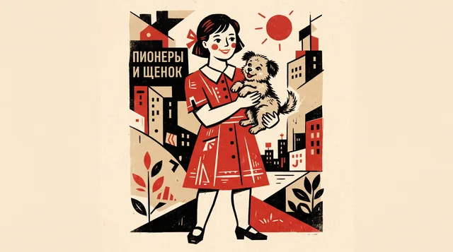 Пример результата: Иллюстрация в стиле Лебедева: женщина с собакой (Nano Banana Pro)