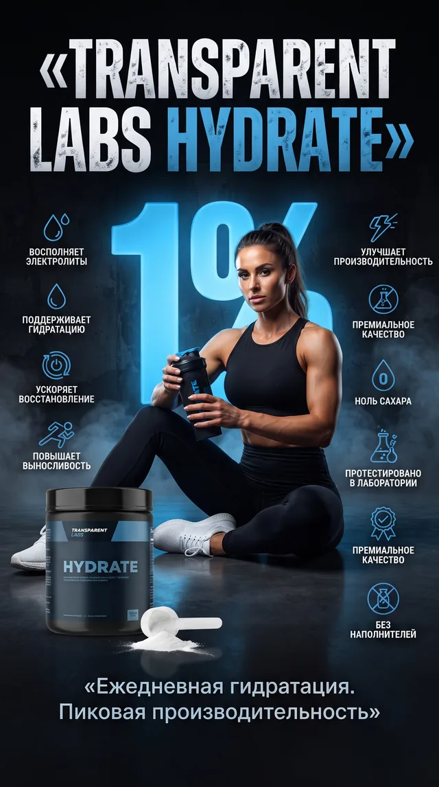 Пример результата: Кампания Transparent Labs Hydrate (Nano Banana Pro)