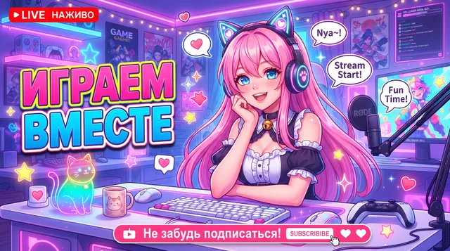 Пример результата: Аниме-превью стрима с VTuber-персоной (Nano Banana Pro)