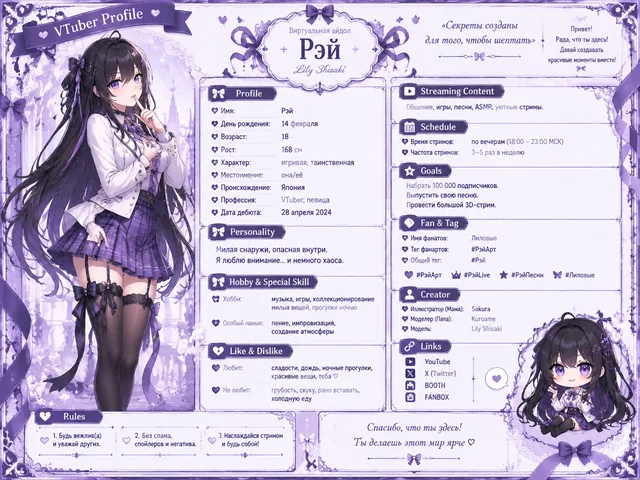 Пример результата: Дизайн карточки профиля VTuber (GPT Image 2)