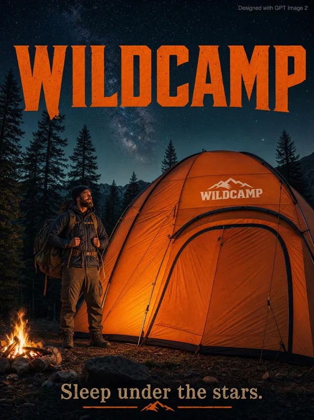Пример результата: Рекламный постер для палаток WILDCAMP