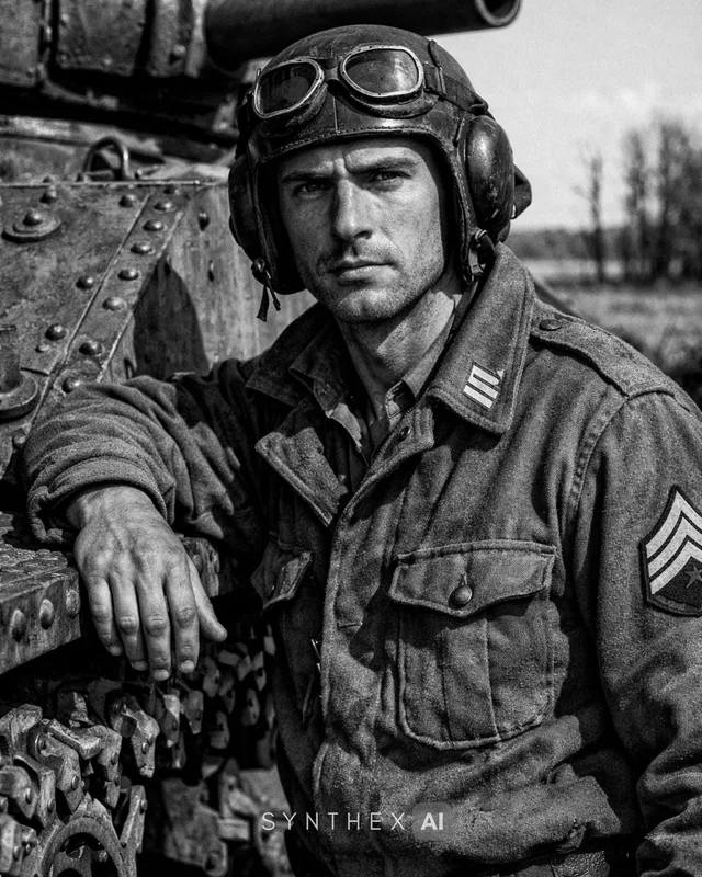 Пример результата: Фотореалистичный портрет командира танка WWII