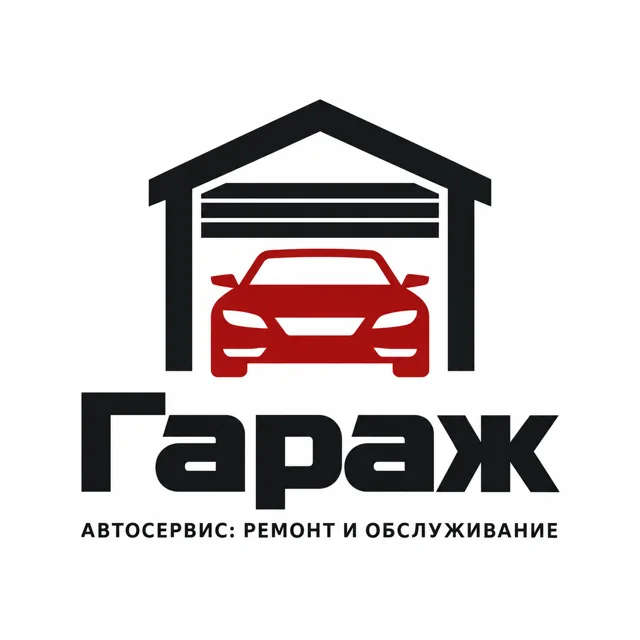 Логотип автосервиса «Гараж», стиль: Знак и название