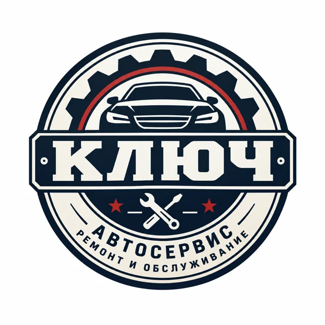 Логотип автосервиса «Ключ», стиль: Эмблема