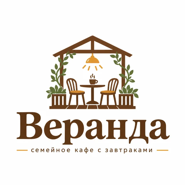 Логотип кафе «Веранда», стиль: Знак и название
