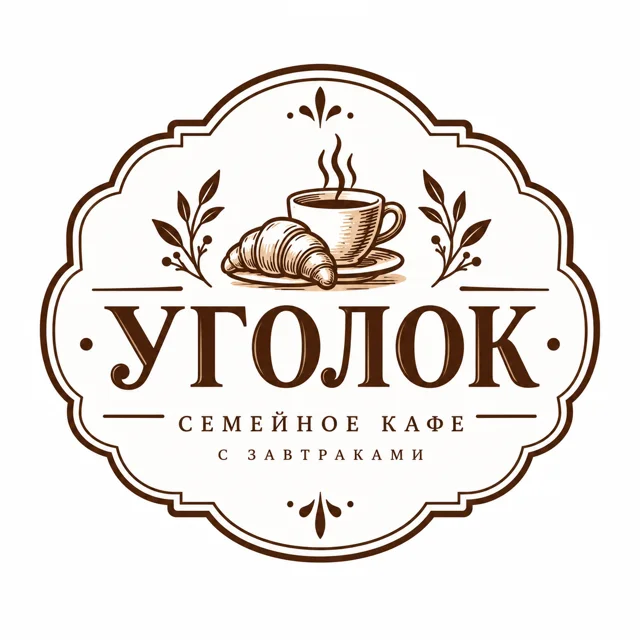 Логотип кафе «Уголок», стиль: Эмблема