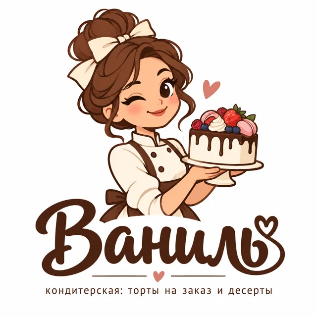 Логотип кондитерской «Ваниль», стиль: Маскот
