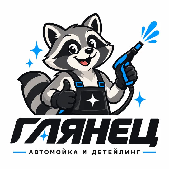 Логотип автомойки «Глянец», стиль: Маскот