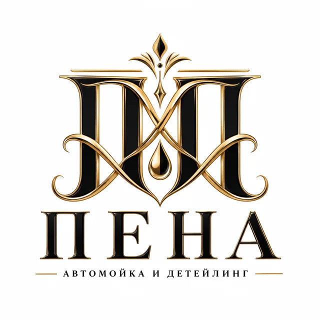 Логотип автомойки «Пена», стиль: Монограмма