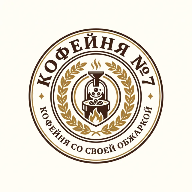 Логотип кофейни «Кофейня №7», стиль: Эмблема