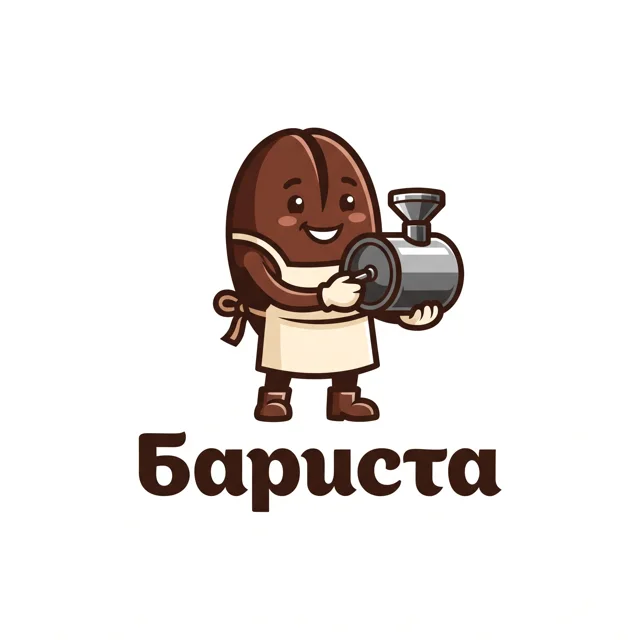 Логотип кофейни «Бариста», стиль: Маскот