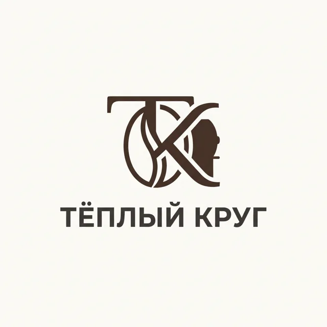 Логотип кофейни «Тёплый круг», стиль: Монограмма