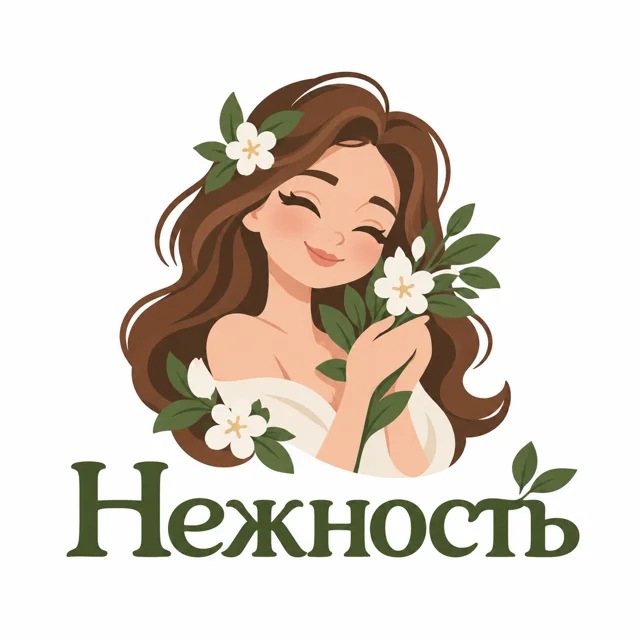 Логотип косметики «Нежность», стиль: Маскот