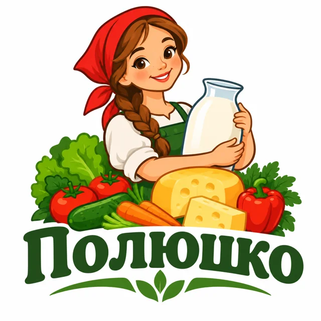 Логотип фермерского хозяйства «Полюшко», стиль: Маскот
