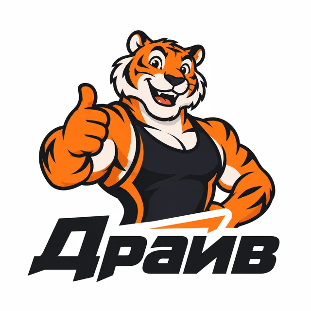 Логотип фитнес-клуба «Драйв», стиль: Маскот