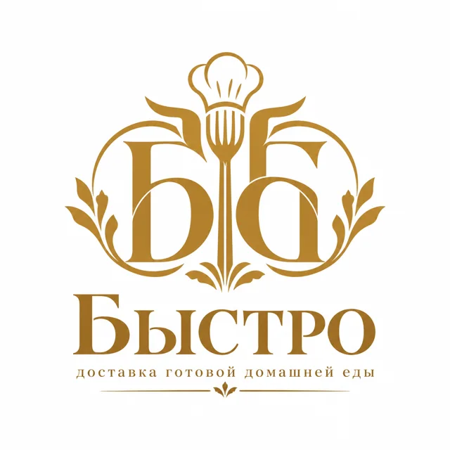 Логотип доставки еды «Быстро», стиль: Монограмма
