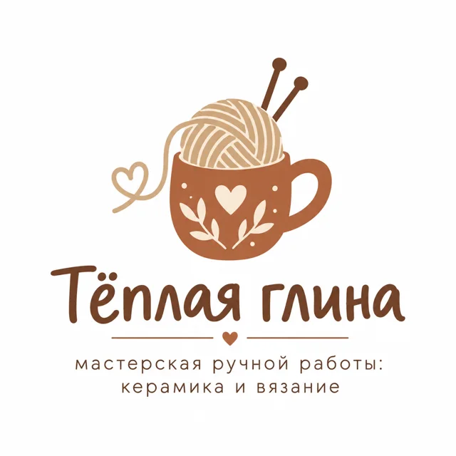 Логотип хендмейд-мастерской «Тёплая глина», стиль: Знак и название