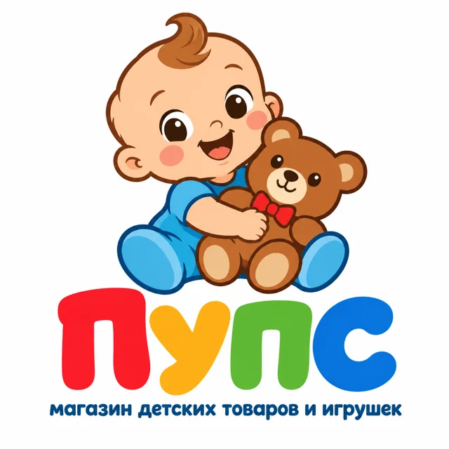 Логотип детского магазина «Пупс», стиль: Маскот