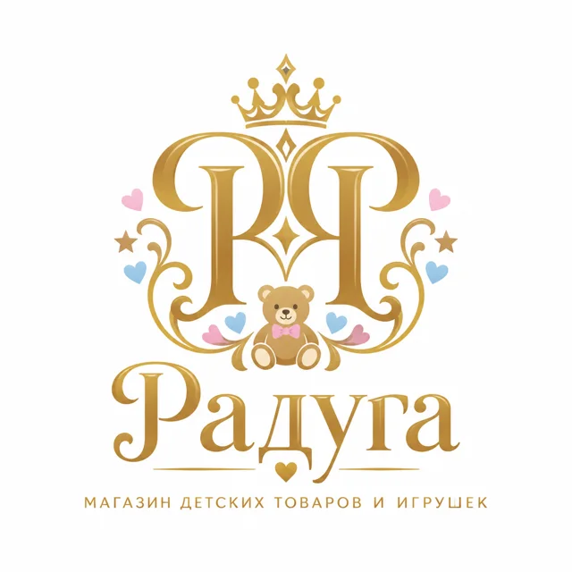 Логотип детского магазина «Радуга», стиль: Монограмма