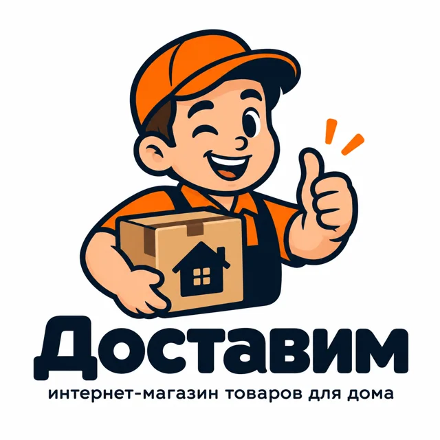 Логотип интернет-магазина «Доставим», стиль: Маскот