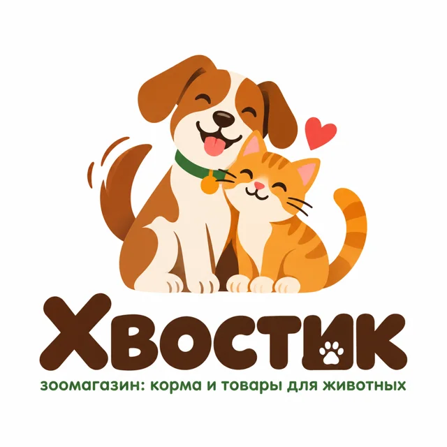 Логотип зоомагазина «Хвостик», стиль: Знак и название