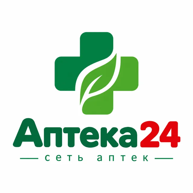 Логотип аптеки «Аптека 24», стиль: Знак и название