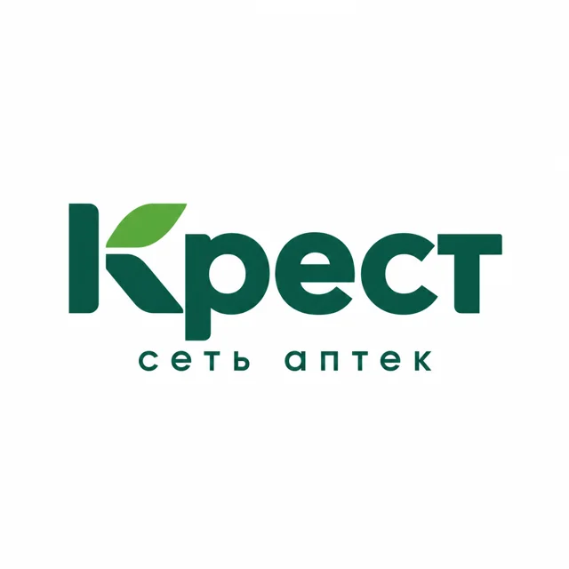 Логотип аптеки «Крест», стиль: Шрифтовой