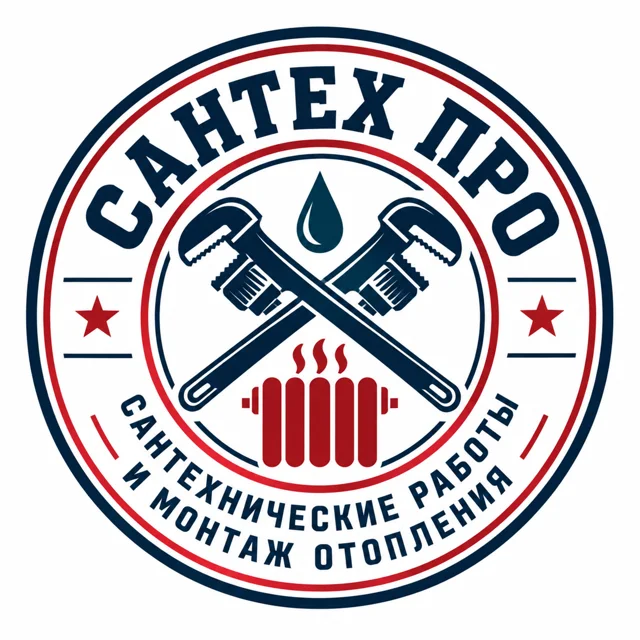 Логотип сантехника «Сантех Про», стиль: Эмблема
