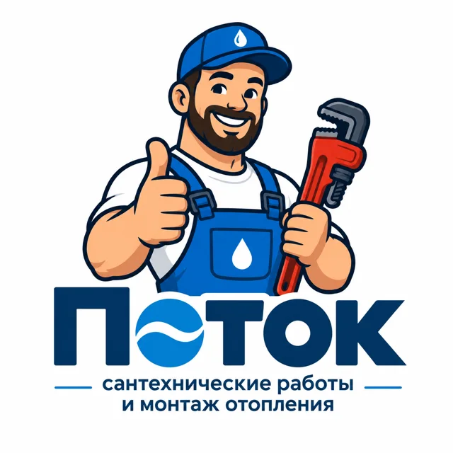 Логотип сантехника «Поток», стиль: Маскот