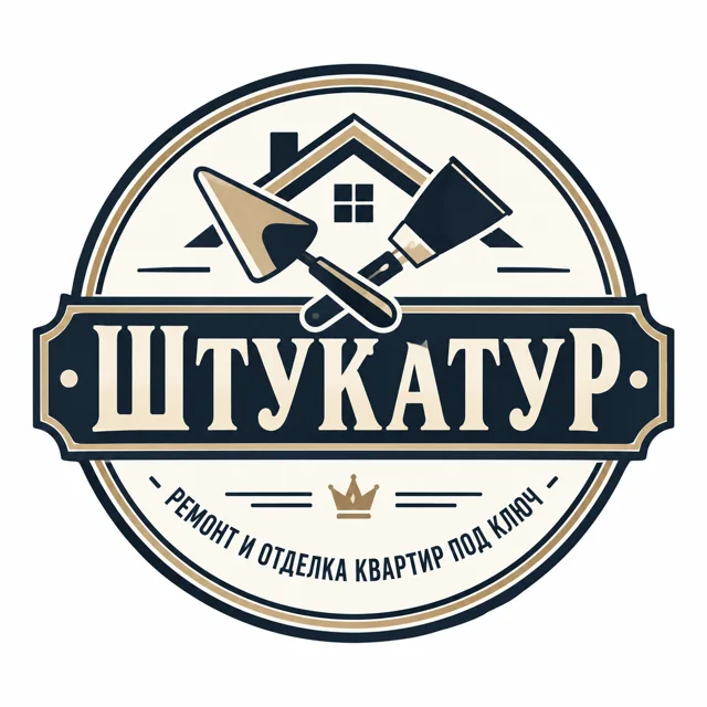Логотип ремонта квартир «Штукатур», стиль: Эмблема