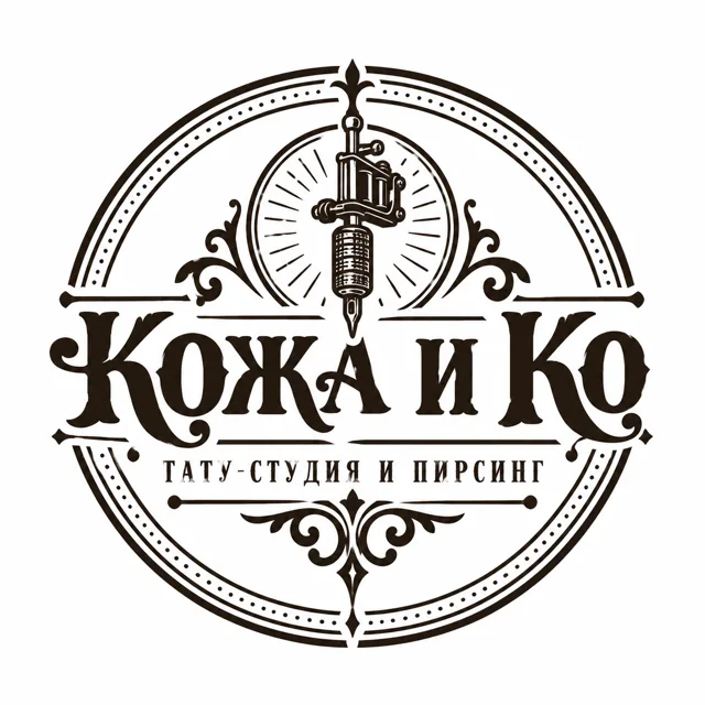 Логотип тату-студии «Кожа и Ко», стиль: Эмблема