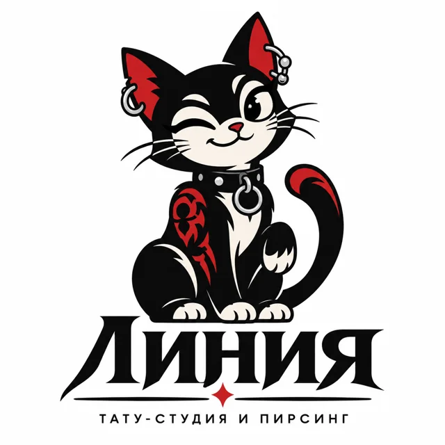 Логотип тату-студии «Линия», стиль: Маскот